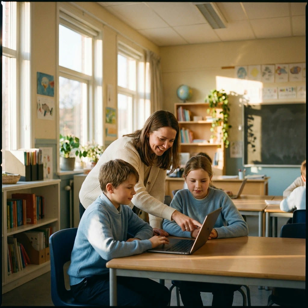 Students on a school campus